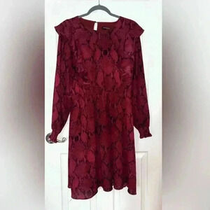 💋Banana Republic Long Sleeve Red & Black Lined Dress, Large💋